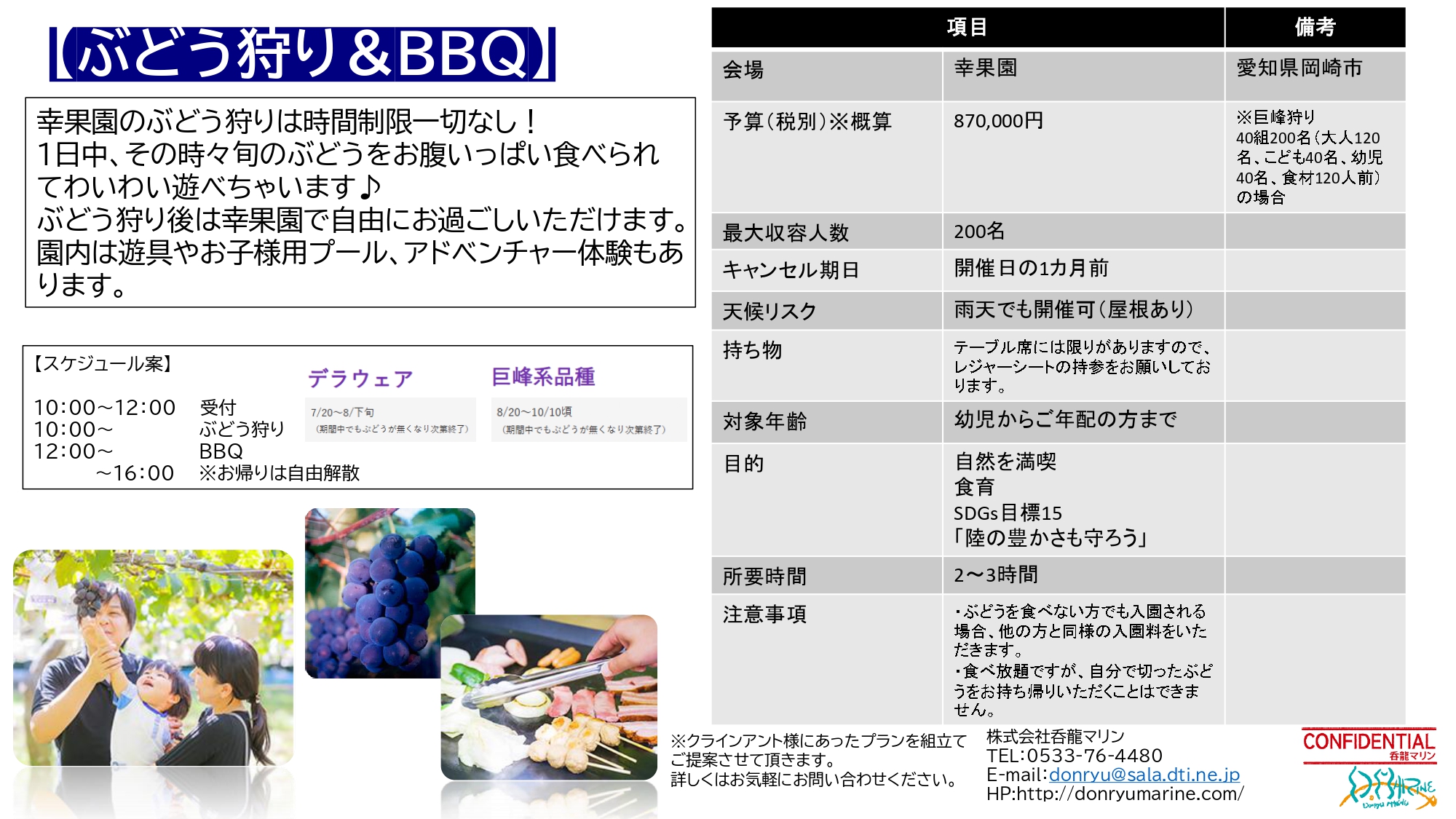 呑龍マリン プラン一覧